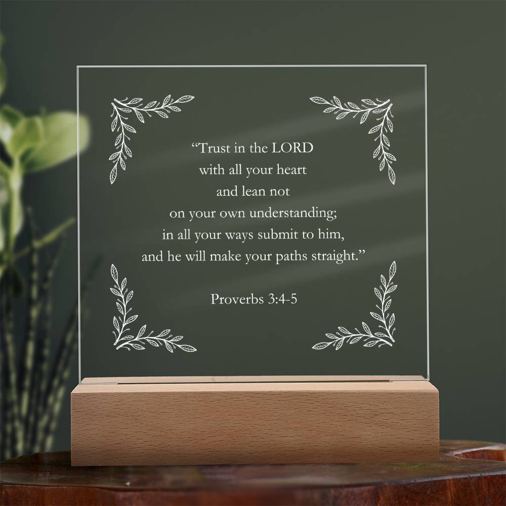 Proverbs 3:4-5 Acrylic Square Plaque