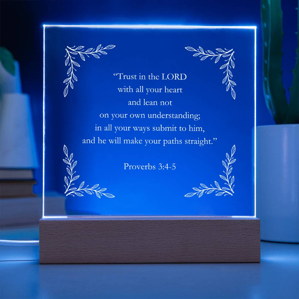 Proverbs 3:4-5 Acrylic Square Plaque