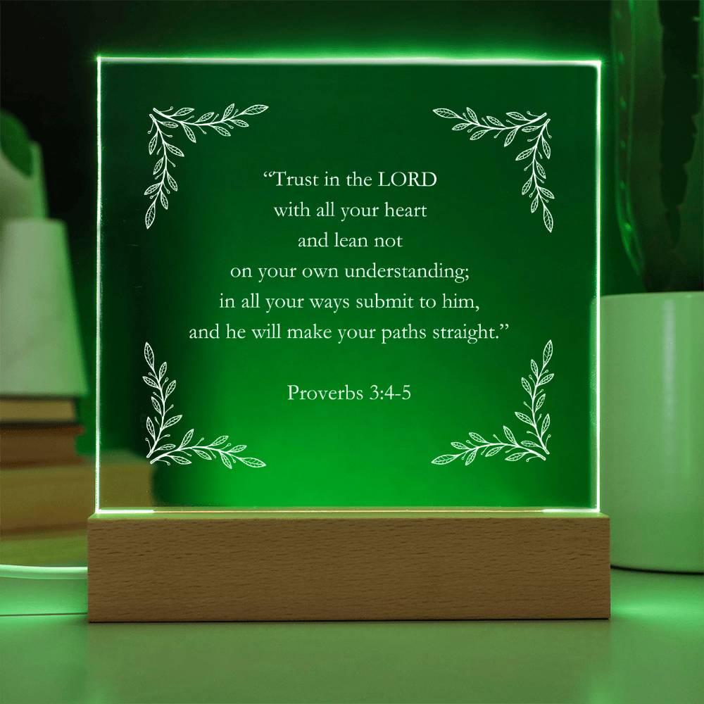 Proverbs 3:4-5 Acrylic Square Plaque