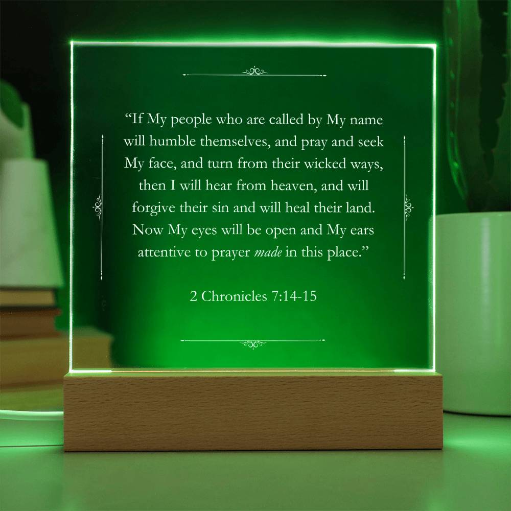 2 Chronicles 7:14-15 Acrylic Square Plaque