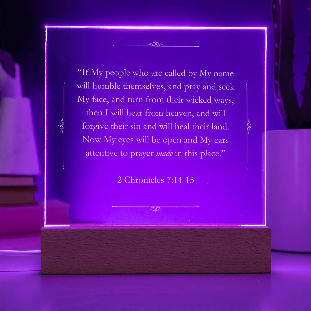 2 Chronicles 7:14-15 Acrylic Square Plaque