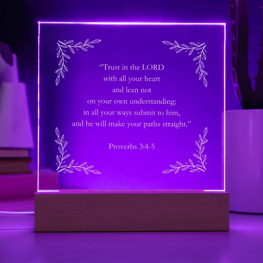 Proverbs 3:4-5 Acrylic Square Plaque