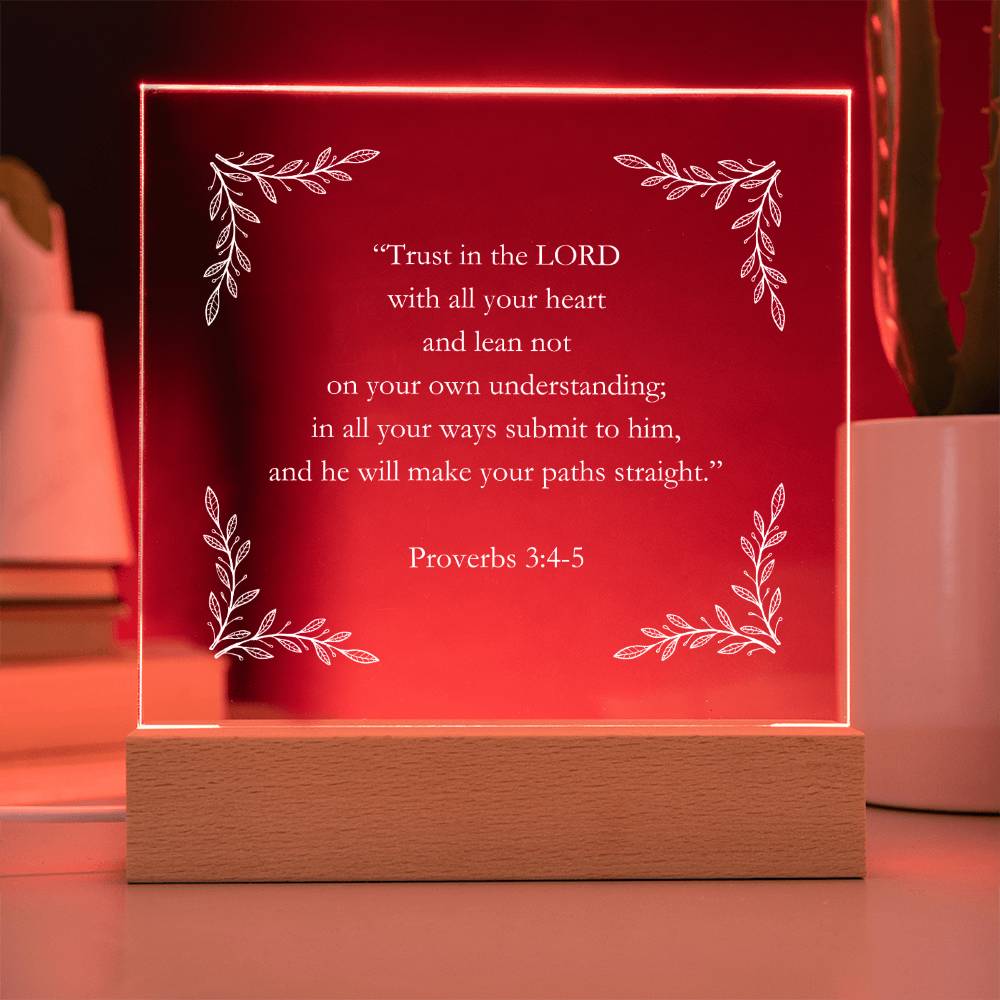 Proverbs 3:4-5 Acrylic Square Plaque