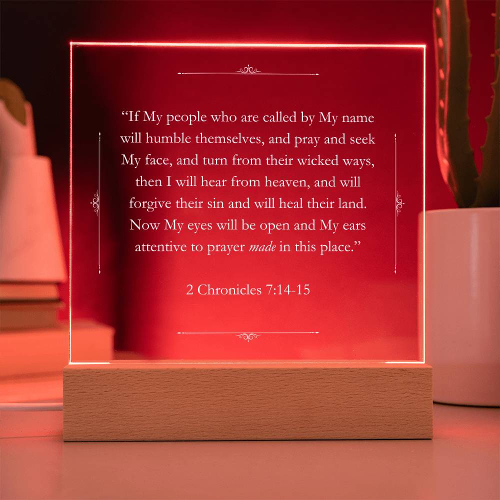 2 Chronicles 7:14-15 Acrylic Square Plaque