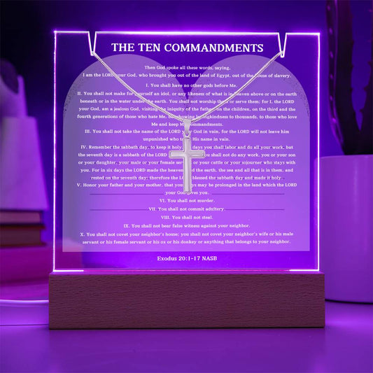 The Ten Commandments Keepsake Exodus 20 Scripture Gift Set in White Print